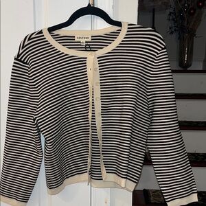 GRLFRND Striped Black and Cream Cardigan